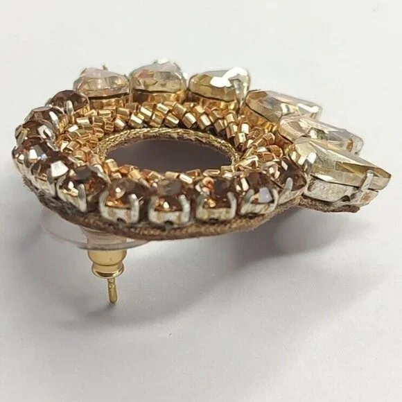 Anthropologie Deepa Gurnani Earrings Valencia Beaded Crystal Gold Studs - Picture 4 of 11